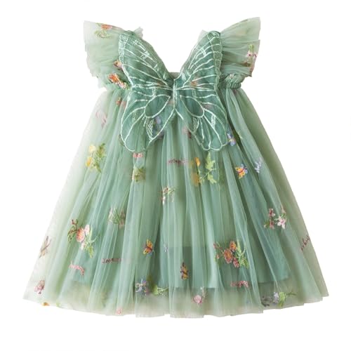 NNJXD Baby Girl Tulle Dress Casual Flower Embroidery Toddler Dresses