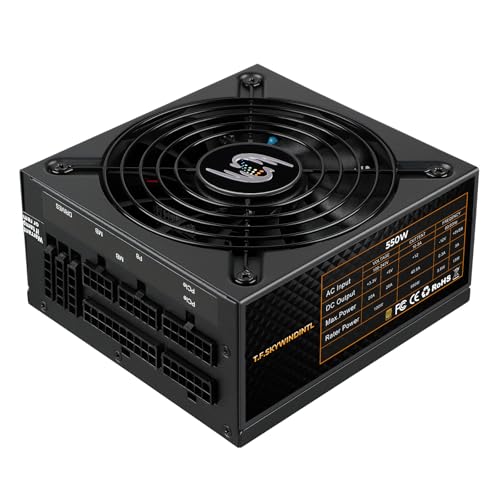 550W SFX Power Supply SFF Mini ITX PSU 80 Plus Gold Fully Modular Compact Gaming Desktop PC Multi-GPU Support with Four PCIe Connectors 115MM Ultra-Quiet Fan Not Include SFX to ATX Bracket Black