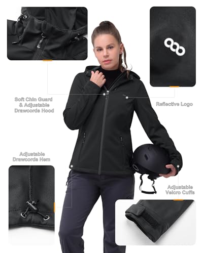 33,000ft Women's Softshell Jacket Waterproof Windproof Coat Functional Lightweight Windbreaker Ladies Breathable Outdoor Jacket with Hood for Running, Cycling, Hiking - Image 4