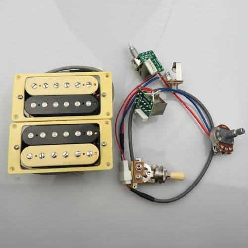 エレキギターピックアップ ハムバッカー 4C ワイヤーハーネス付き 2V1T セット(H push-pull)