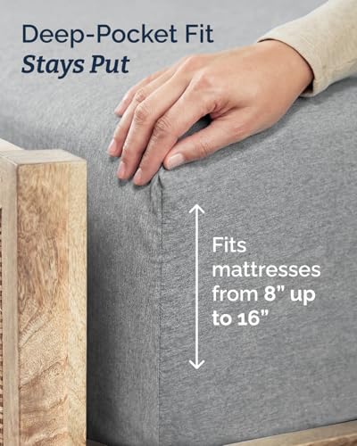 Image of Twin 4 Piece Bed Sheet Set - Breathable & Cooling Sheets - Heathered Grey | Ultra Soft Hotel Luxury Bedding Set with 8-16 Inch Deep Pockets, 1 Flat & 1 Fitted Sheet & 2 Pillowcases, Wrinkle & Fade Free
