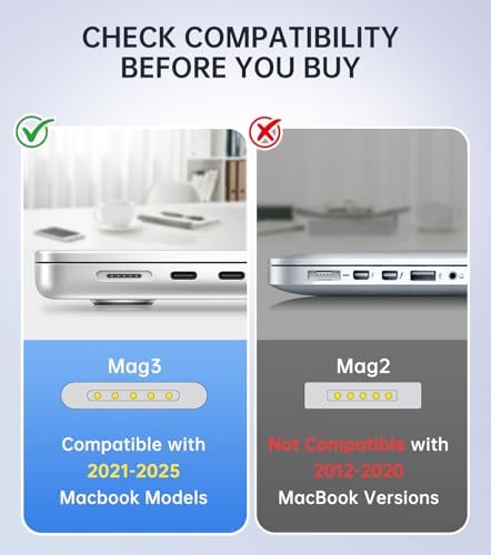140W Charger for MacBook Pro 16/14 inch Mac Air 15/13 inch 【Original Quality】 2021-2025 M1–M4 2m/6.6FT Magnetic 3 Cable LED & Type C Fast Charger Power Adapter (Between 2021-2025)