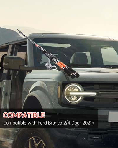 Fishing Rod Holder Kit, Fit for 2021+ Ford Bronco 2/4 Door, Off-Road Stainless Steel Dual Fishing Rod Kit