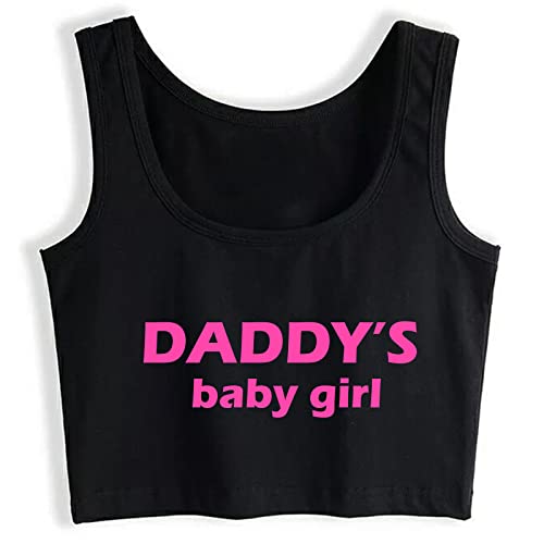 Daddy's Baby Girl Fashion Woman Crop Top Girl Sleeveless Vest Gift Black