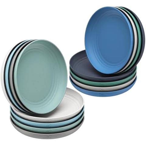 DINETHICS 8 Wheat Straw Plates 9" & 8 Wheat Straw Plates 10" - Dishwasher Microwave Safe Cover