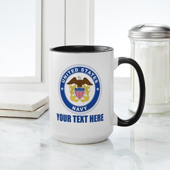 CafePress Custom Personalized Personalized U.S. Navy Emblem Large Mug 15 oz (444 ml) Ceramic Coffee Mug
