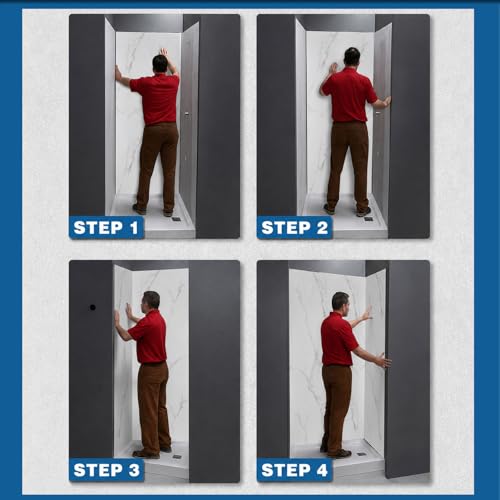 image for Maasechs 3 Pcs 79in x 39in Waterproof Vinyl Shower Surround Kit Shower