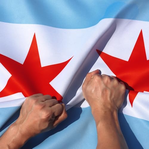 Anley Rip-Proof Double Sided 3-Ply City of Chicago Flag 3x5 Foot - Vivid Color, Canvas Header and Wrinkle Resistant - The Strongest, Longest Lasting Chicago IL Flags 3 X 5 Ft