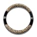 FULL WERK Luxury Leopard Print Fashionable Plush Car Steering Wheel Cover, Universal Fit, Keep Warm for Car SUV (Beige+Black)