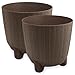 PECZEKO Blumentopf matt, Pflanzkübel mit Beinen, Dekorativer Topf für, groß und klein Pflanzen, 2er-Set blumenkübel, blumenkübel kräutertopf (2 Pack) Braun, ø 20 cm
