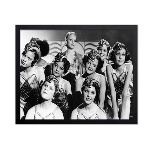 Atelier Lumiere Movie Photo - Bugsy Malone 1976 - Jodie Foster - Vintage Musical Film Style Classic Ensemble Cast Black & White Photo Living Room Home Decor - 8x10 Black Framed Wall Art Decor