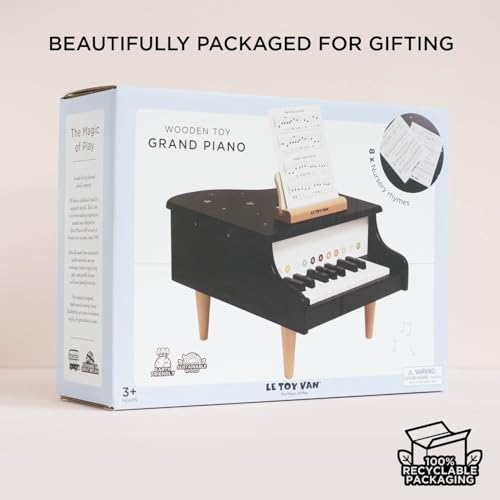 Le Toy Van Wooden Grand Piano – FSC® Certified Sustainable Wood – Elegant Black with Gold Star Details – Includes Nursery Rhyme Music Sheets by Le Toy Van - Image 4