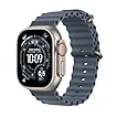 Apple Watch Ultra 3 GPS + Cellular 49 mm Premium Smartwatch für Lauftraining und Kombinationssport mit robustem Titangehäuse in Natur und Ocean Armband in Maritimblau
