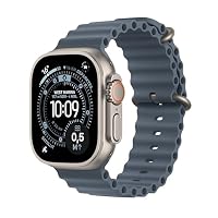 Apple Watch Ultra 3 GPS + Cellular 49 mm Premium Smartwatch für Lauftraining und Kombinationssport mit robustem Titangehäuse in Natur und Ocean Armband in Maritimblau – Ansicht 1