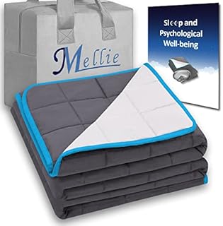 Mellie Luxury 6.8kgs Double Size Weighted Blanket Adult (Grey/White) with Travel Bag - Stress, Insomnia, Anxiety Relief Weight Blanket for Autism - 135 x 190cm - No Covers