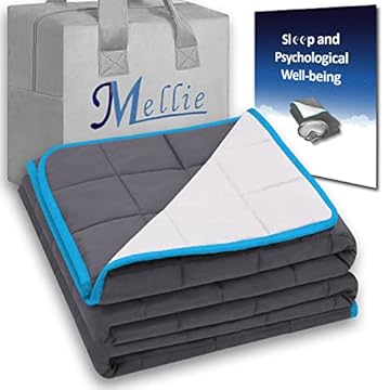 Mellie Luxury Single Size Weighted Blanket 6.8kg for Adults & Teens – Stress, Insomnia & Anxiety Relief – 120 x 180cm – Includes Travel Bag – Grey/White – No Covers