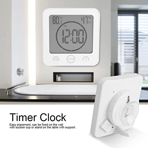 VORRINC Reloj de Baño Temperatura Reloj Digital Reloj Despertador Digital, LCD Reloj de Ducha Digital Control Táctil, Termómetro Higrómetro Termohigrómetro de Interior - imagen 6