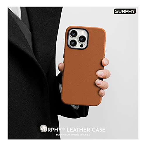 Surphy Faux Leather Case Compatible With Iphone 13 Pro Case (6.1 Inch 2021), Pu Leather Phone Case (With Metallic Buttons & Microfiber Lining) (Brown) #TOP5