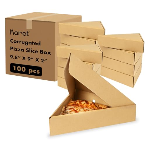 Karat [100 ct Single Pizza Slice Box 9.8"x9.0"x2", Triangle Disposable Pizza Box Food-To-Go Packaging