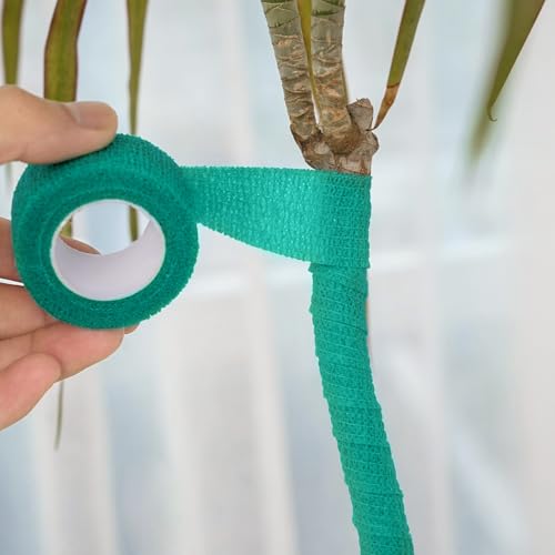 DGTANGYIN Plant Tying Tape Self-Adhesive Stretch Garden Tape for Climbing Plants, Green Floral Binding Tape Adjustable Plant Ties for Branches Flowers Tomatoes 4 Rolls 1\" by 15\' Each