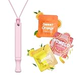 ASTOFLI Anxiety Breathing Necklace with Resistance: Pink Fruit Flavoured Air Metal Breathlace with Resistance Filter Natural Essential Oil Breath Breathing Necklace Stress Anxiety Relief Chain