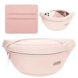 Bum Bag, 2 PCS Pink Fanny Pack for Women, Multi Layered Cross Body Bag with Pink Card Holder, Adjustable Durable Large Capacity Belt Bag for Sports Travel Hiking Jogging
