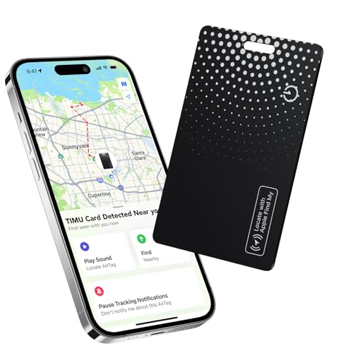 TIMU Air Smart Tag Card Funktioniert mit Apple Find My, Wiederaufladbarer Wallet Tracker (Nur iOS), Dünne Geldbörsen Tracker Karte IP68 Wasserdicht, Air Tag Karte für Reisekoffer/Geldbeutel/Koffer