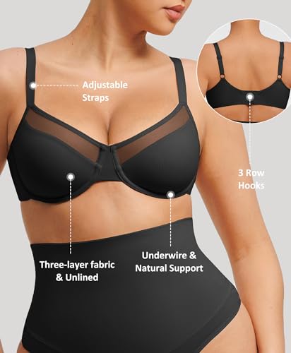 FeelinGirl Minimizer Bras for Women Supportive Underwire Bra, Full Coverage Plus Size Mesh Bra for Heavy Breast2