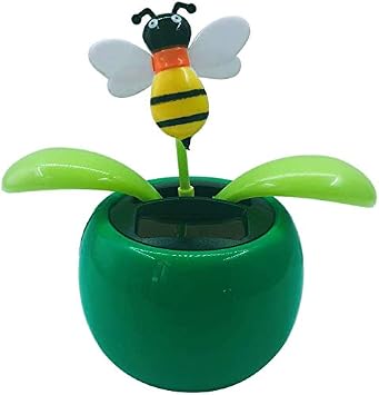 Taotenish Solar Powered Dancing Flower Swinging Animated Dancer Toy Car Decoration for Car Dashboard Office Desk Decoration - Honeybee