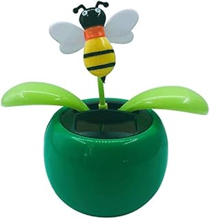 Taotenish Solar Powered Dancing Flower Swinging Animated Dancer Toy Car Decoration for Car Dashboard Office Desk Decoration - Honeybee