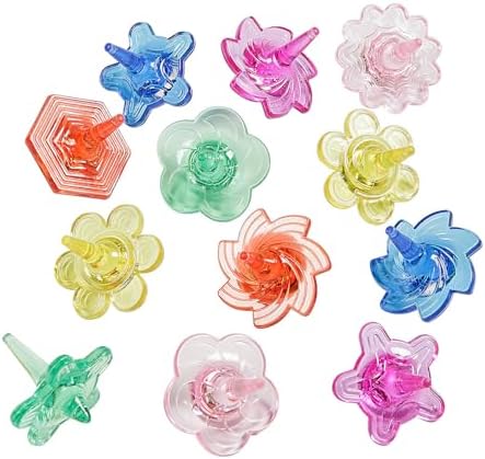 Fun Express 1 3/4" Bulk 72 Pieces Mini Colorful Transparent Plastic Spin Tops image 2