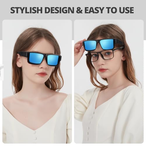 LVIOE Polarized Sunglasses Fit Over Glasses for Women Men, Wrap Around Over Sunglasses with UV Protection LS41012