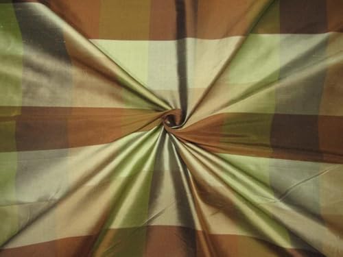 Soie Dupioni au mètre marron vert 137,2 cm de large, tissu soie sauvage pure pour styliste