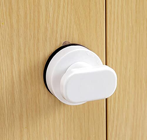 WANLIAN-Powerful Suction Cup Glass Mirror Door Handle, Refrigerator Drawer Bathroom Suction Cup wall handrail, Bathtub Shower Handle Kitchen Drawer Cabinet Handle (White Trumpet)