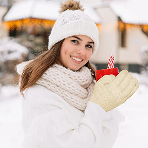 meioro Luvas femininas de inverno para tela sensível ao toque, luvas térmicas de lã e forro de lã, c