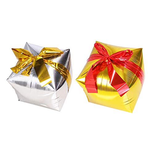 Amosfun 2pcs Christmas Aluminum Film Foil Mylar Balloons Holiday Balloons for Xmas Home Party Decoration (Golden + Silver)