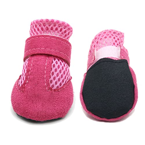 SMDARROY Dog Shoes Mesh Breathable Soft Sole Shoes for Dogs Bichon Teddy Pet Shoes Dog Boots (Pack of 8), 2 sets of pink shoes - Image 3