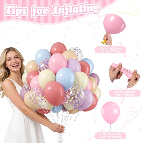 Image of Pastel Balloons, 50 Pcs Colorful for Girls Birthday Baby Shower Party Decor