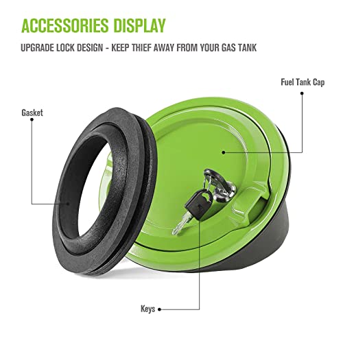 JeCar Locking Fuel Filler Cover Gas Tank Door Aluminum Alloy Exterior Accessories Compatible with Jeep Wrangler JL & Unlimited 2018-2024, Green by JeCar - Image 2