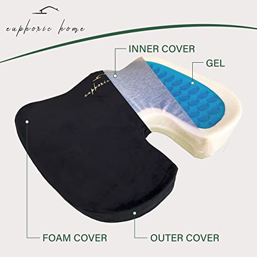 Euphoric Home Gel Cooled Memory Foam Seat Cushion (Black) #TOP2