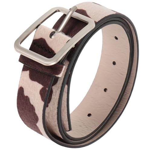 Cow Print PU Leather Adjustable Animal Print Belt - Brown3