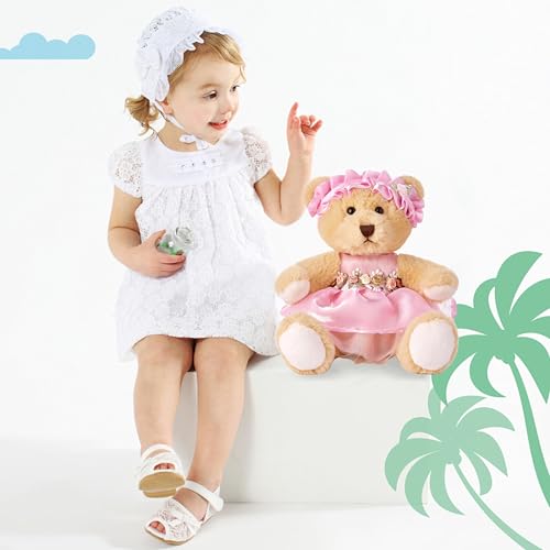 Riverwar Teddy Bear Stuffed Animal,Small Soft Plush Toy in Dress with Cute Headband, Cuddly Gift for Babies, Boys, Girls on Christmas or Valentine's Day (Pink Rose Skirt) by Riverwar - Used condition - Image 6