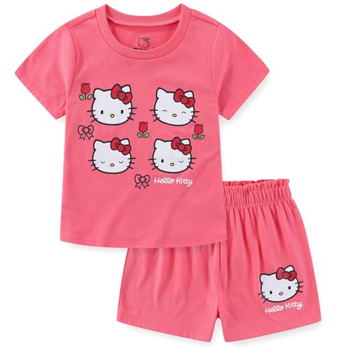 Hello Kitty Sanrio Girls Short Sleeve T-Shirt and Short Set for Big Kids