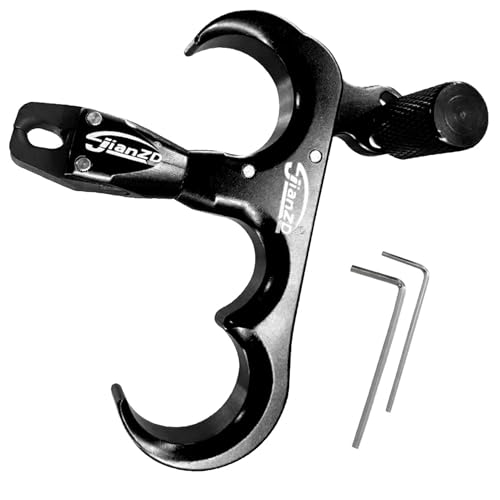 Bgary 3-Finger Aluminum Alloy Thumb Release for Compound Bow, Adjustable Sensitivity, 360° Rotatable Head Black