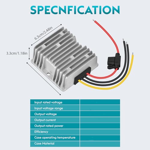 Image of DC18V-60V to 12V Converter 20A 240W Golf Cart 24V 36V 48V Step Down to 12V Converter Voltage Regulator Reducer with Fuse Waterproofing Transformer for Golf Cart Club Car LED Lights