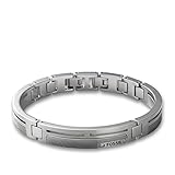 Edelstahlgliederarmband, glänzend, mit schwarzen Details - Clipverschluss