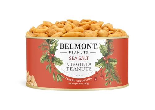Belmont Peanuts Holiday Edition Salted Gourmet Virginia Peanuts, 20 oz (1 Pack) – Hand Seasoned, No Preservatives, Absolutely Delicious – A Secret Santa Favorite