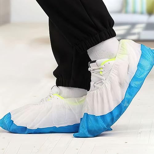 100 Stück Überschuhe Schuhüberzieher, CPE+PP Kunststoff Schuhüberzüge Mehrweg Überziehschuhe Regenschutz Überschuhe, Schuh Überzieher wasserdicht Onesize Indoor und Outdoor