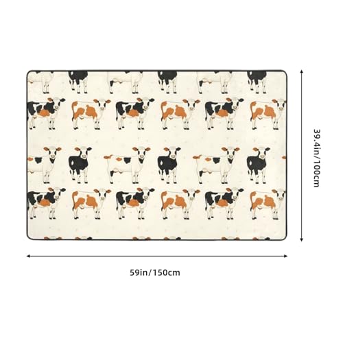 Tapis lavable et antidérapant imprimé vache texture douce pour chambre