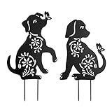 Stake Garden Metal Dog Garden Stakes, Yard Decor Art Lawn, Outdoor Home Decor Animal Silhouette Stat